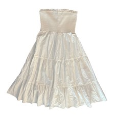 American Eagle Maxi Dress Medium Tiered Ivory Removable Straps