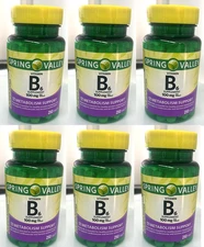 6x Spring Valley Vitamin B6 Supplement, 100 mg, 1500 tablets  total/ Exp 08/2027