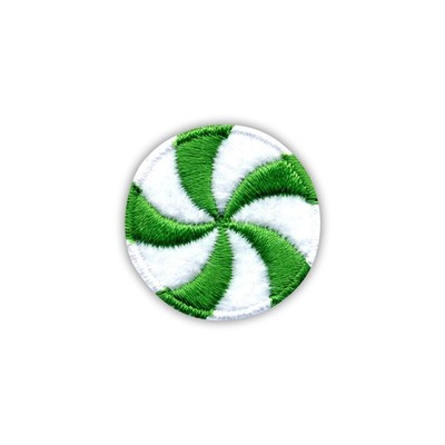 White And Green Mint Candy Embroidered Patchion With Embroidered Patch