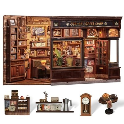 Book Nook Kit - DIY Miniature Coffee Shop Booknook Kits for Adults and Teens,
