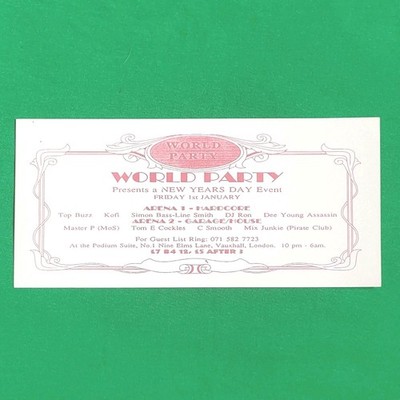 Rave Flyer - World Party - Rave Flyers, Acid House, Old Skool Clubs