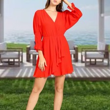 NWT See U Soon (Anthropologie) S red faux wrap dress $128 Retail