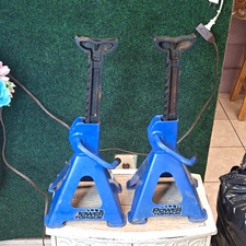 Power Torque 3-ton Heavy Duty Ratcheting Jack Stands Blue Steel Pair Qty 2