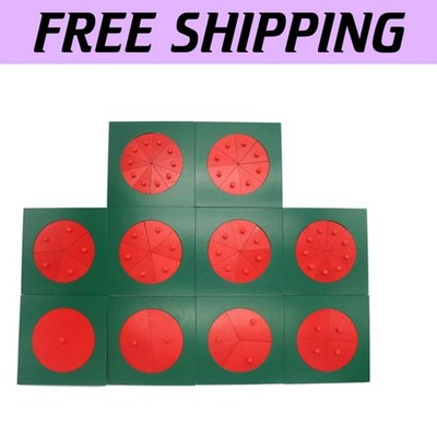 Portable Montessori Fraction Puzzle Toys - 10 Circular Boards for Kids Learning