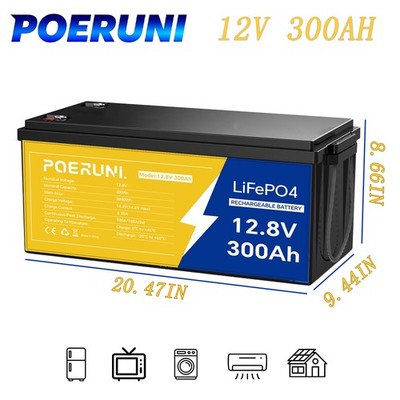 12V 300Ah LiFePO4 Lithium Battery 300A BMS Deep Cycle For Solar RV Golf Cart