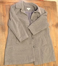 Preston & York Woman 16W Wool Blend Long Coat Gray Button Front Lined
