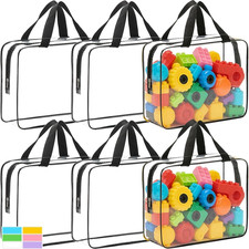 6 Packs Extra Large Toy Storage Bags with Zipper, Reusable Clear PVC Toy Organiz