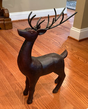 Large 19 " Decorative Reindeer w/ Metal antlers Brown Rustic Deer holiday decor