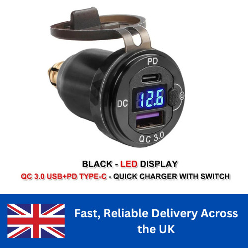 30W QC3.0 USB Type C PD Fast Charger Hella DIN Plug for BMW Ducati Triumph