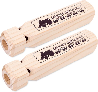 POPLAY 2PCS Kids Wooden Train Whistles 4-Tone 7.3'' Toy Party Favors Birthday