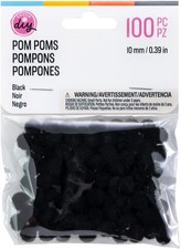 CousinDIY Pom-Poms 10mm 100/Pkg-Black