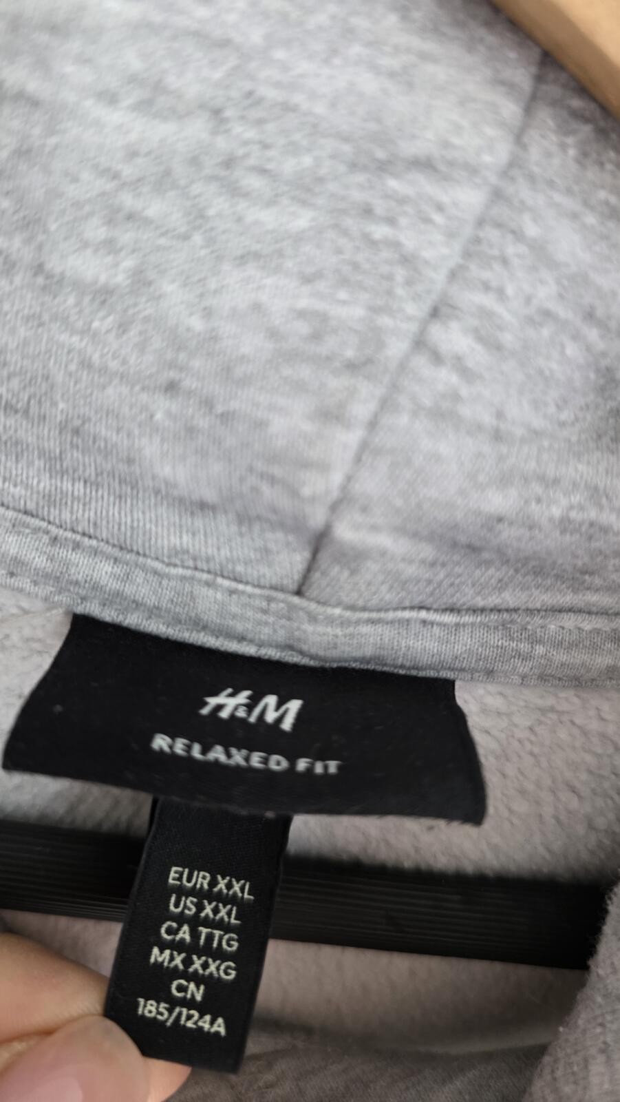 H&M Relaxed Fit Grey Marl Pullover Hoodie XXL Oversized Casual Basic Pocket image 5