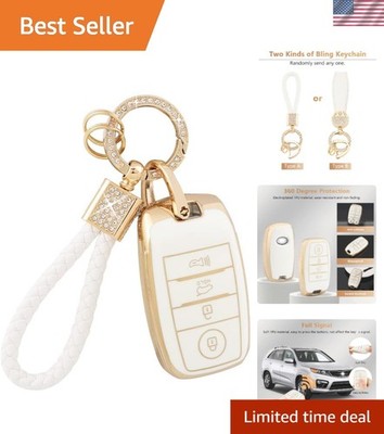 Chic Anti-scratch Key Fob Protector for Kia with Glittering Keychain - TPU Case