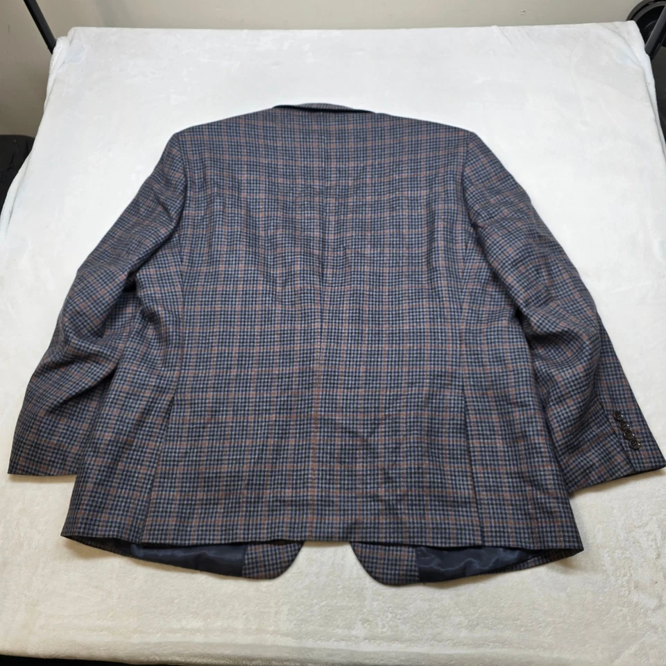 Abrigo deportivo de lana merino Stafford para hombre 54R 54 grande alto a cuadros azul gris calce clásico Foto 3 de 4