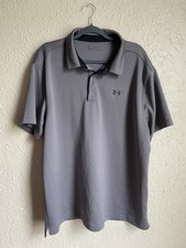 Under Armour Polo Shirt Mens Sz 2XL Gray Loose Fit Golf Performance Lightweight