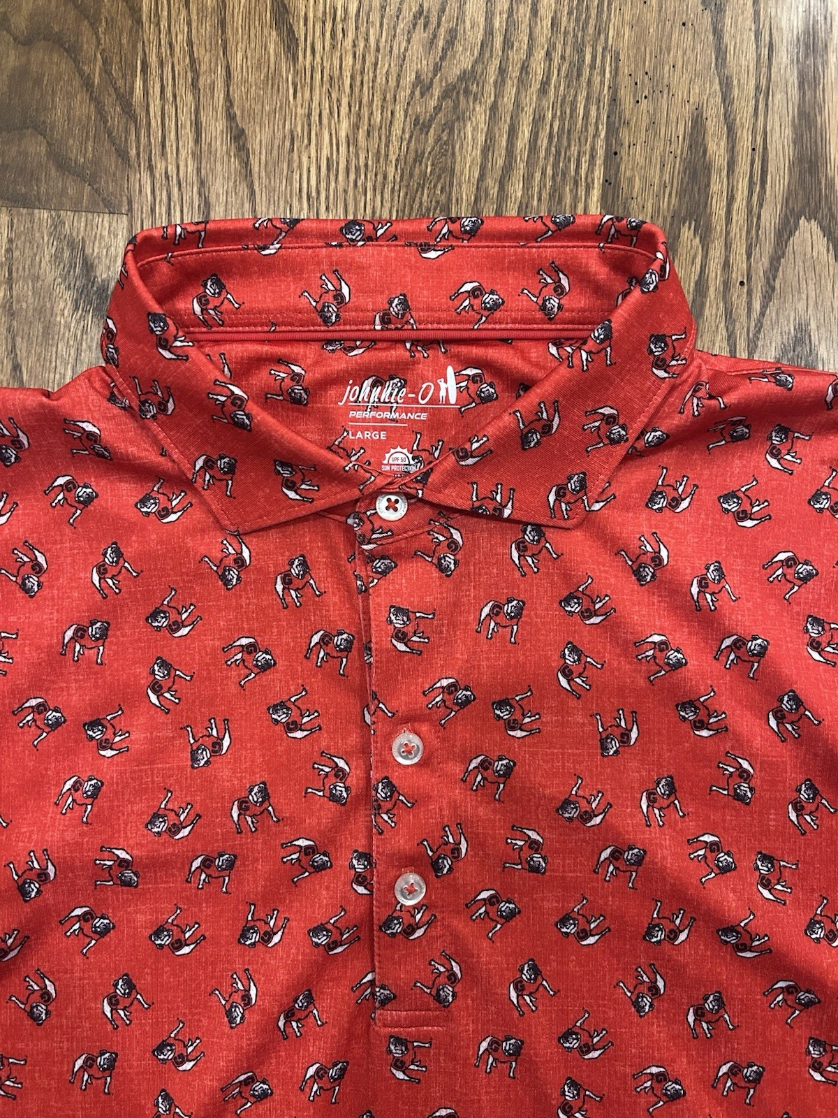 Men’s Large Johnnie-O Red UGA Georgia Bulldogs Standing Bulldog Graphic Polo