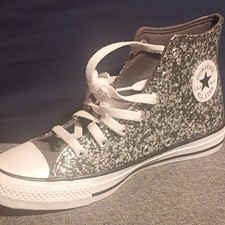 Converse Chuck Taylor All Star High Top Glitter Lace-Up Kids Silver/White