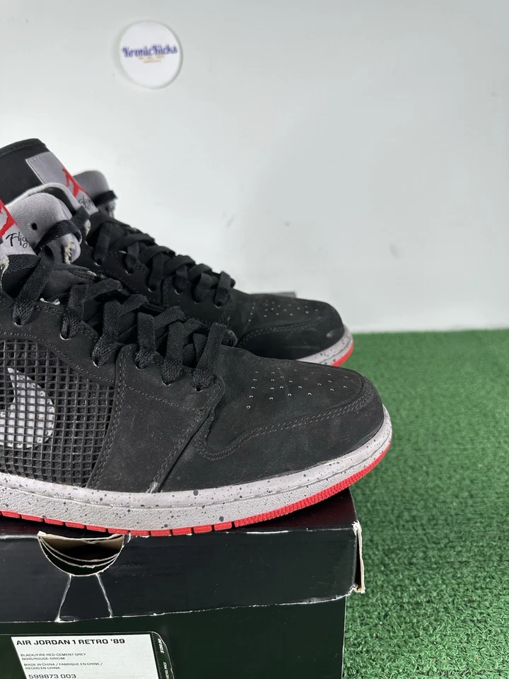 Air Jordan 1 ретро 89 «Черный огненно-красный цемент» 2013 размер 12 - Изображение 3 из 4