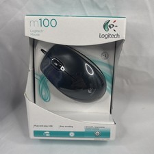 NEW Logitech M100 Corded Wired USB Mouse PC Mac Black