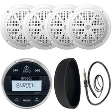 Enrock Marine Bluetooth AM FM Radio w/ Cover, Antenna, 4x Marine 6.5" Speakers