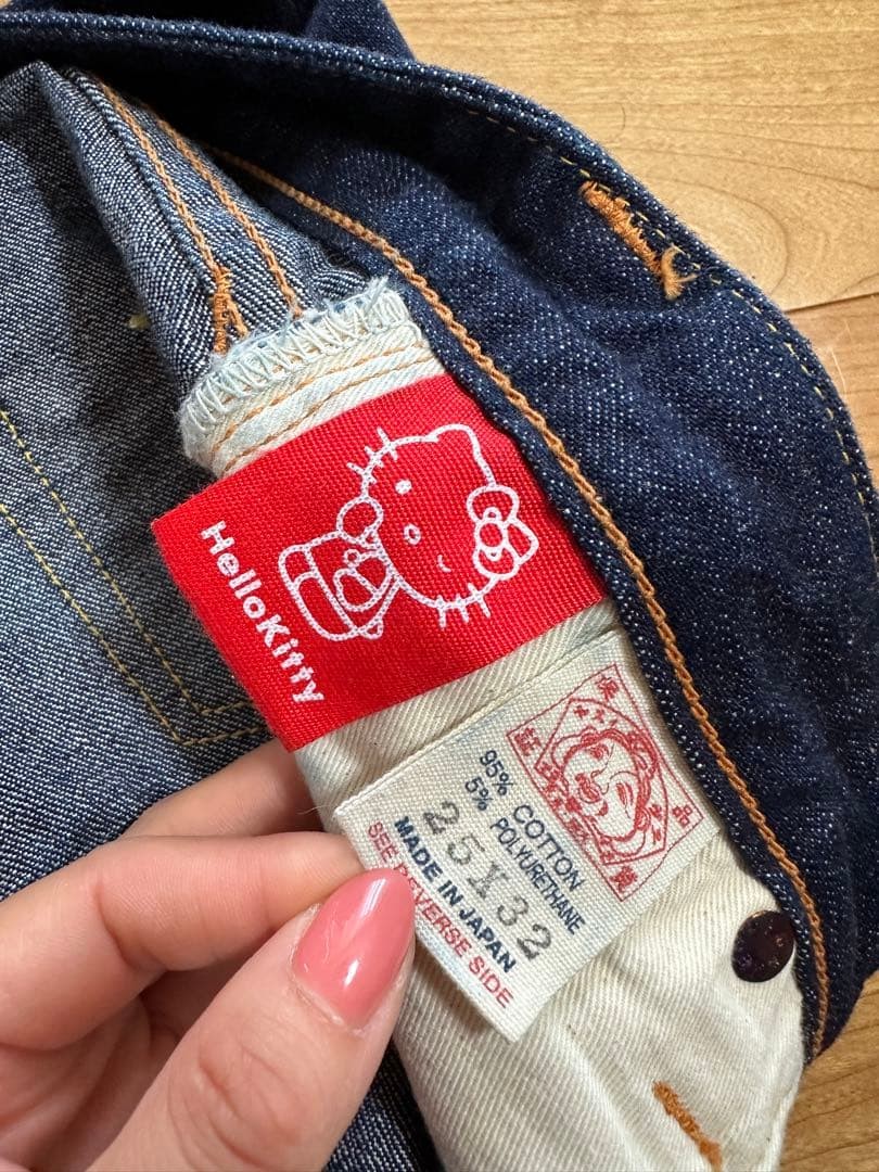 Evisu x Hello Kitty Women's Flare Denim Jeans Seagull Logo Blue