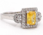 3CT Heat Treated Yellow Topaz 925 Sterling Silver Ring Sz 6 &5-4 — photo 2