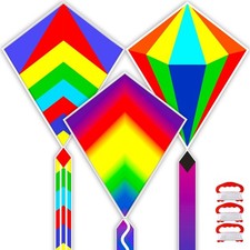 3 Pack Kites for Kids Age 4-8 8-12, Rainbow Beach Kite for Kites for Adults ...