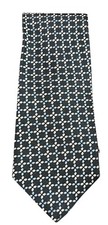 Tommy Hilfiger Mens Silk Tie Navy Blue Geometric Floral Pattern Made in USA