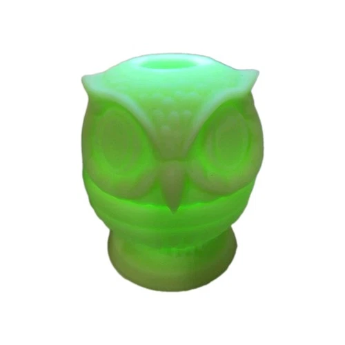 Vintage Fenton Fairy Lamp Green Uranium Custard Tea Light Candle Holder  Glass