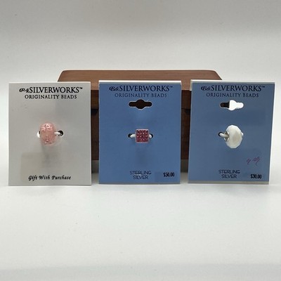 Belk Silverworks Sterling Rosa & Weiß Glasperlen Konvolut Charms Pandora-wie Neu mit Etikett