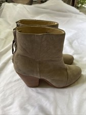 Rag Bone Classic Newbury Taupe Grey Suede Ankle Boots Block Heel Size 9 / 39