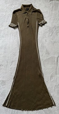 Rag & Bone Midi Peyton Polo Dress in Deep Olive Size Small