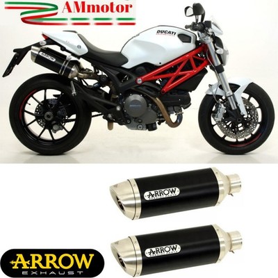 Auspuffe Motorrad Arrow Ducati Monster 796 13 Endtöpfe Thunder Aluminium Schwarz