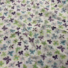 NO JO Fitted Crib Sheet White with Blue Purple  Green Butterflies