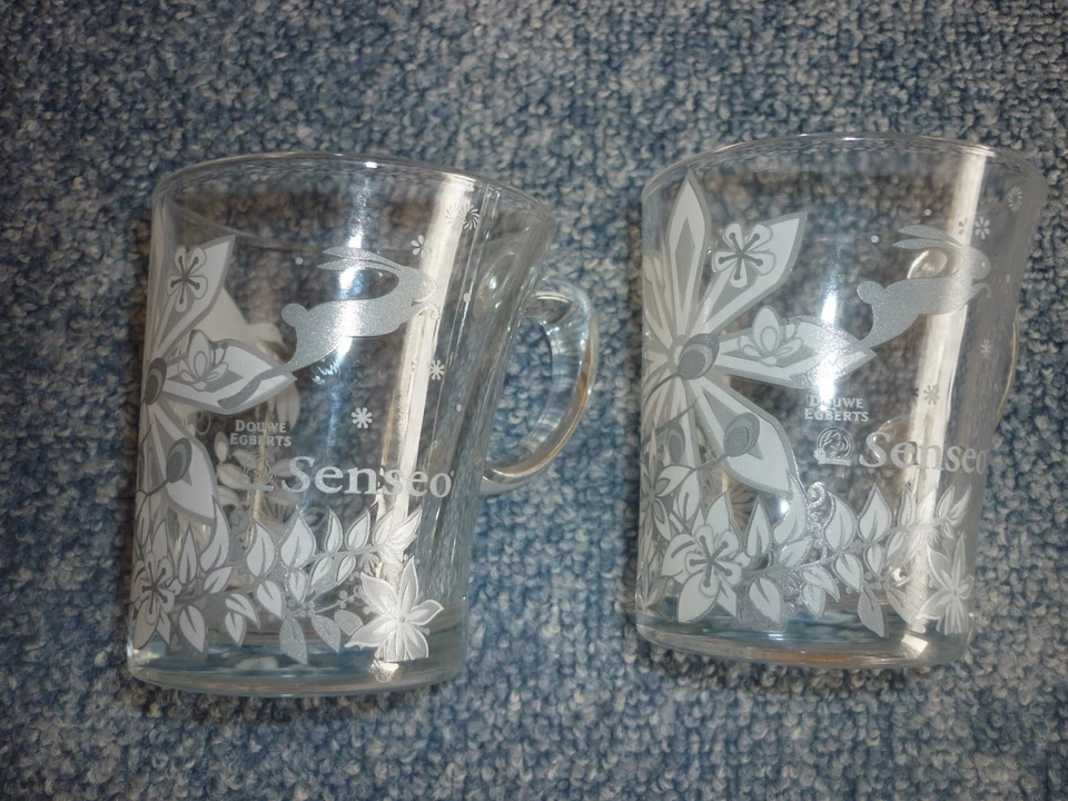 2 originale Senseo Douwe Egberts Kaffee Gläser, Tasse Boontje mit Untertasse Neu - Bild 3 von 4