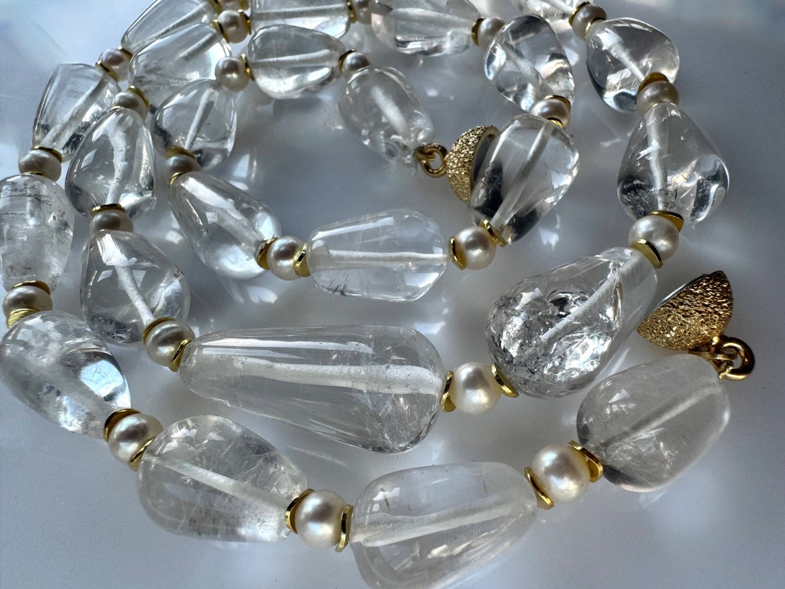 Collar de cristal de montaña XXL cierre magnético plata 925 hebilla y elementos EXCELENTE