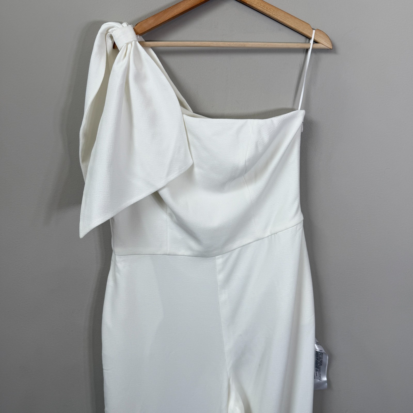 Dress the Population Tiffany One-Shoulder Jumpsuit Women's XXL Off White Bow NWT thumbnail 8