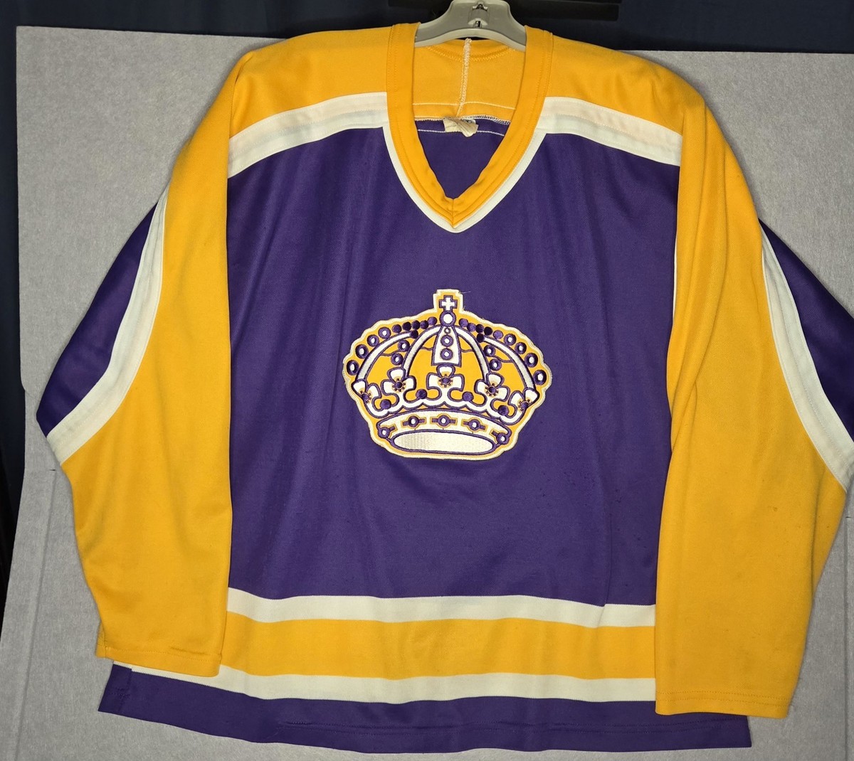 Vtg NHL 80s Los Angeles Kings Purple JERSEY CCM By Maska Hockey Sz
