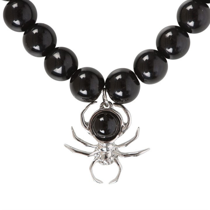 Black Obsidian beaded stretch Spider bracelet