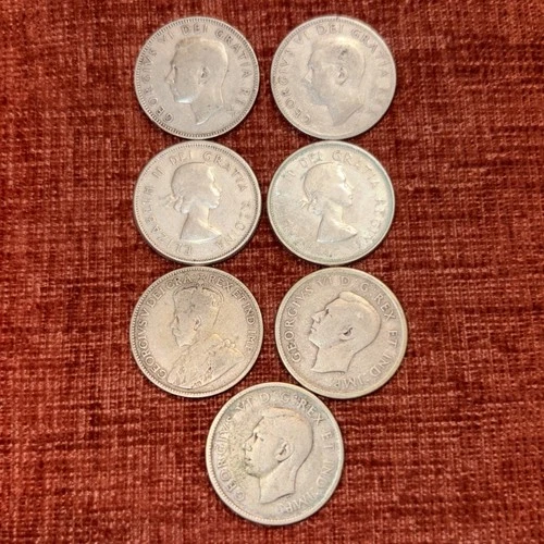 Lot Of 7 Canadian Quarters Various Dates 80% Silver