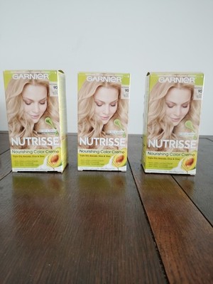 3 Garnier Nutrisse Macademia Hair Color Creme 90 Light Nat Blond Triple Oils NIB