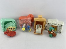 Vintage 1993 Flintstones McDonald's Happy Meal Toy Set of 4 Vehicles Buildings