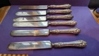 6 WALLACE Sterling Silver ROSE  Old French KNIVES Knife w/ Bolster 9 5/8"