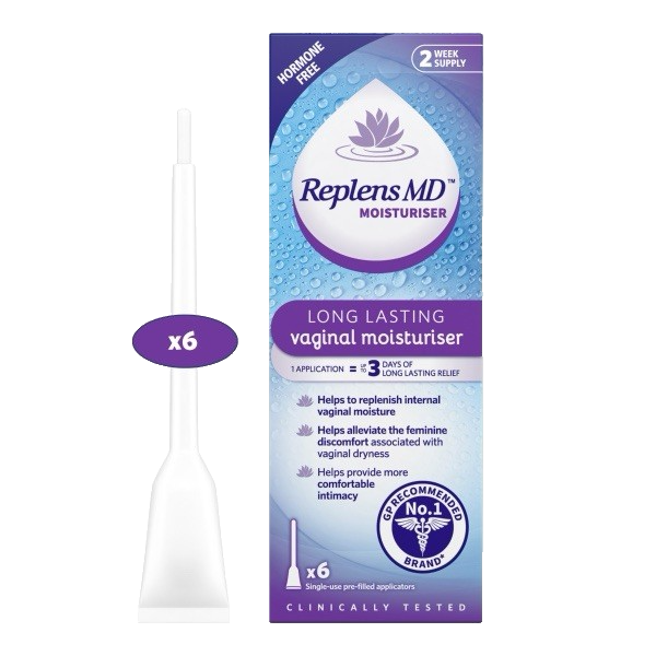 Replens MD - Longer Lasting Vaginal Moisturiser - 6 Single Prefilled Applicators
