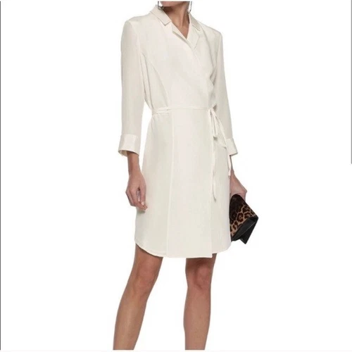 New Anine Bing Nina Wrap 100% Silk Crepe De Chine Wrap Dress szM