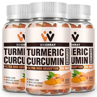 Turmeric Curcumin Gummies With Ginger & Black Pepper Extract - 3 Pack Tumeric Gu