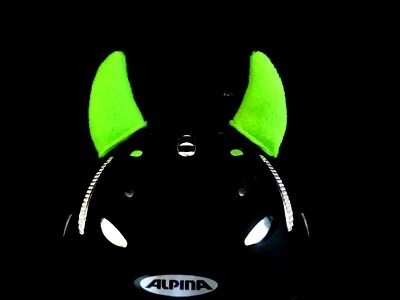 HÖRNER Helm Skihelm Ohren ♥ grün ♥ Klett NEU Snowboard