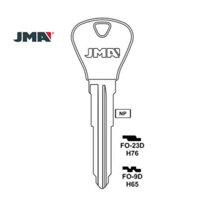JMA Replacement Uncut Key Blank for Ford -  H65 - X221 - FO-9D (10 Pack)