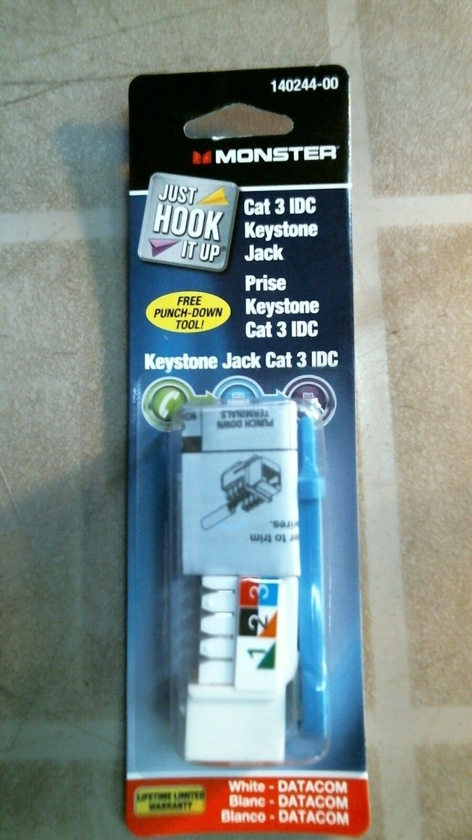 Monster Just Hook it 140244-00 Cat 3 IDC Keystone Jack, FREE