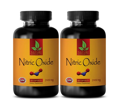 Nitric Oxide 2400mg - L-Arginine - Muscle Strength - 120 Capsules 2 Bottles